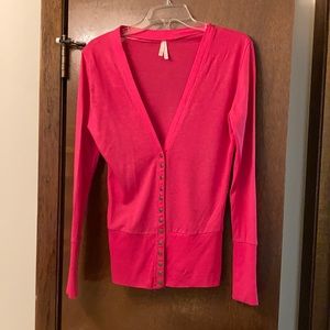 Pink Snap Col Story Cardigan